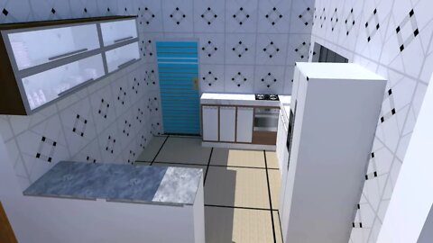 cozinha de um escrito projeto 3d