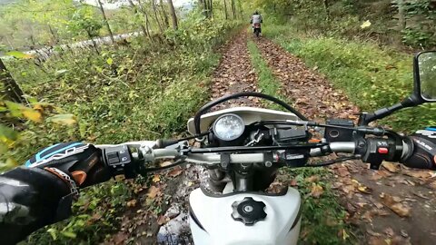 Riding old rail trail on dual sports! (XR650L)