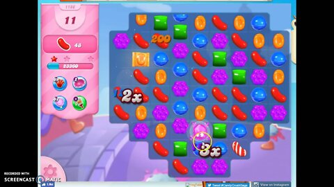 Candy Crush Level 1186 Audio Talkthrough, 2 Stars 0 Boosters