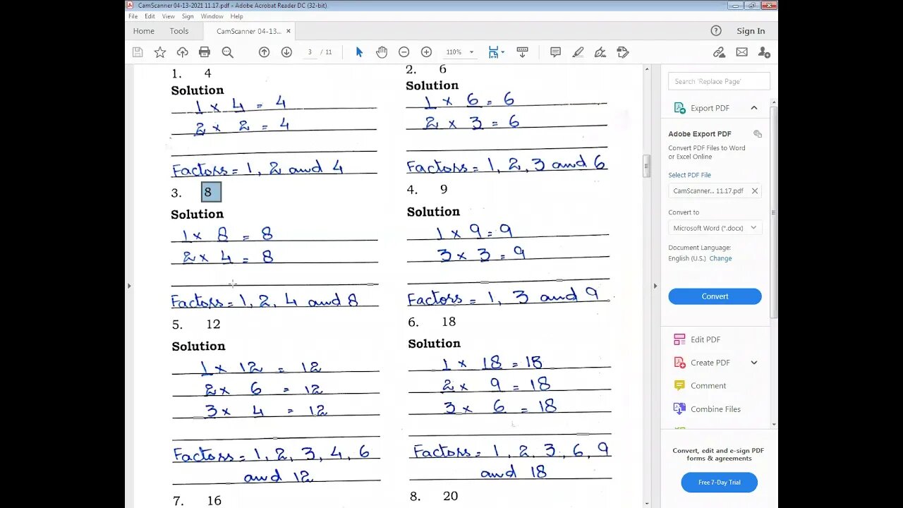 Math A class 4 20 April 21
