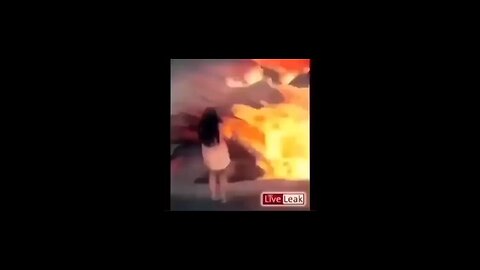 Lady slips into what appears to be a volcano