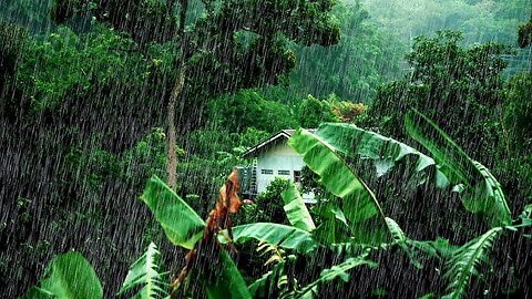 Calm rain in the forest