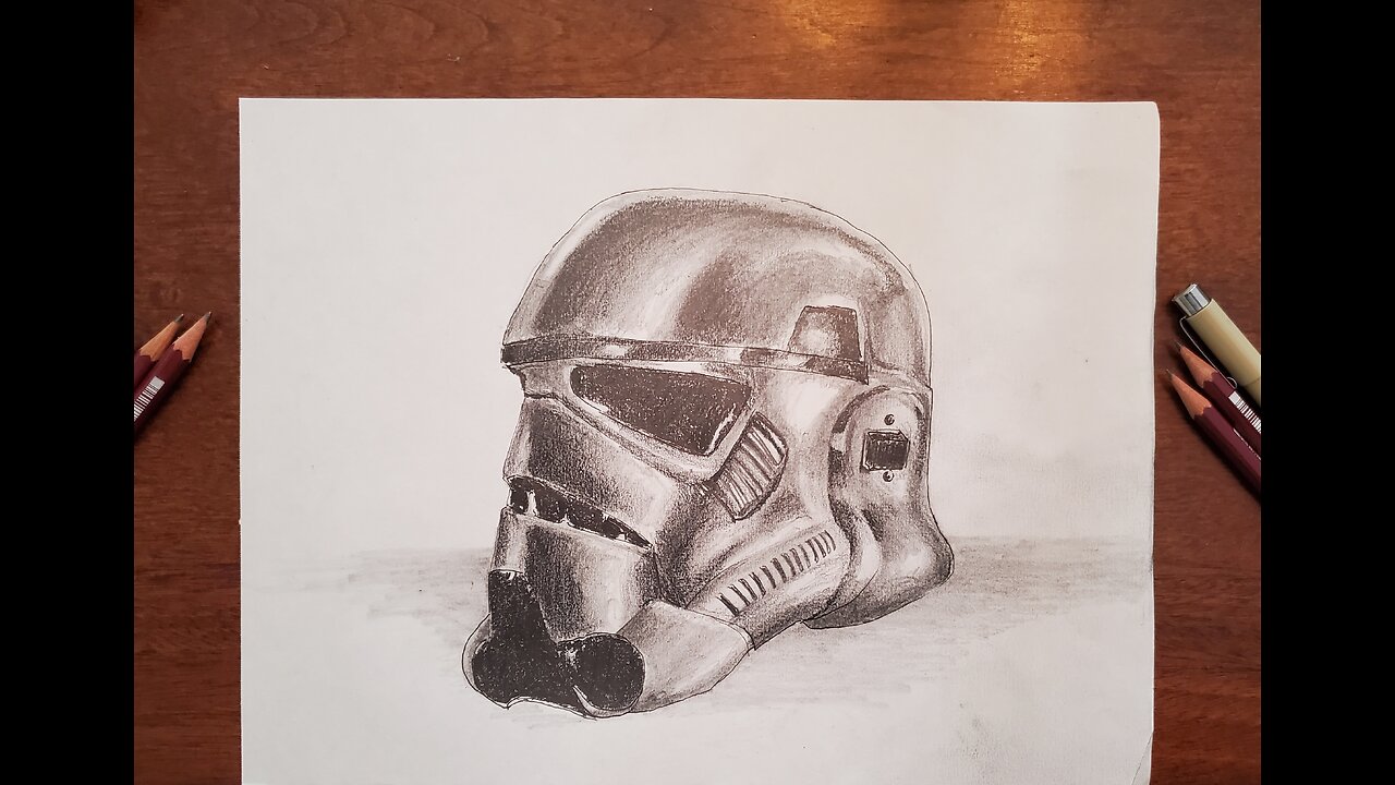 Drawing a Storm Trooper helmet.