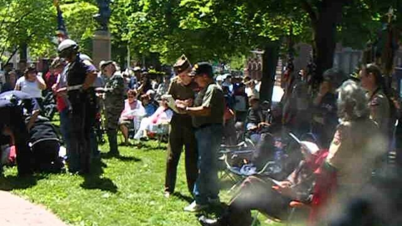 Pan of Memorial Day Crowd