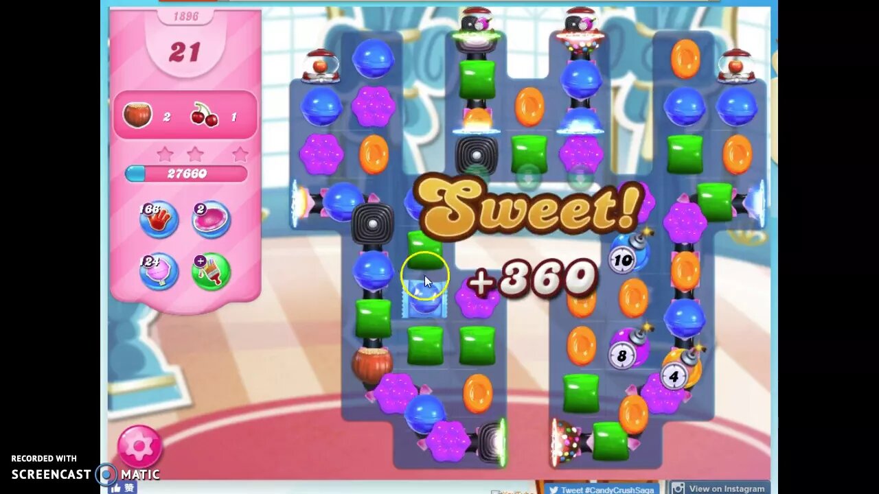 Candy Crush Level 1896 Audio Talkthrough, 1 Star 0 Boosters