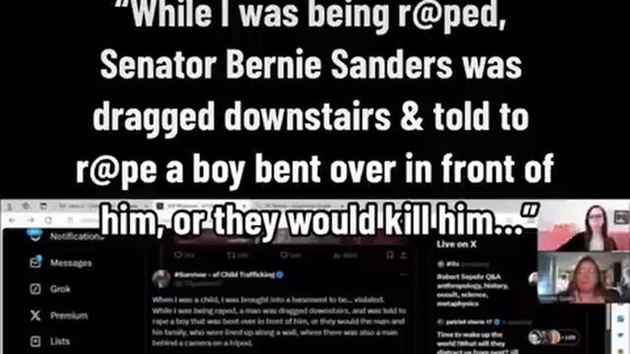 While I was being raped, Senator Bernie Sanders was dragged downstairs and told to rape a boy