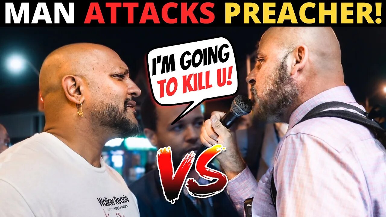 INSANE MAN ATTACKS STREET PREACHER! (He Wanted Blood...)