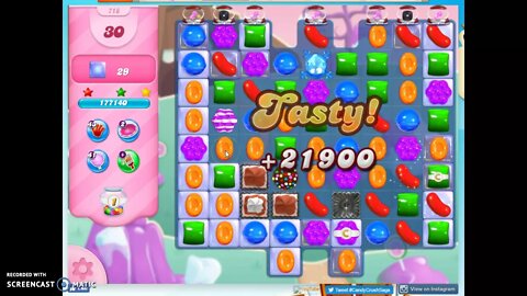 Candy Crush Level 718 Audio Talkthrough, 3 Stars 0 Boosters