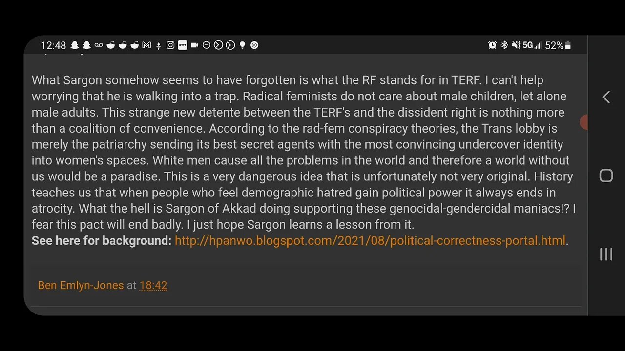 Addressing the TERFs and Carl Benjamin...