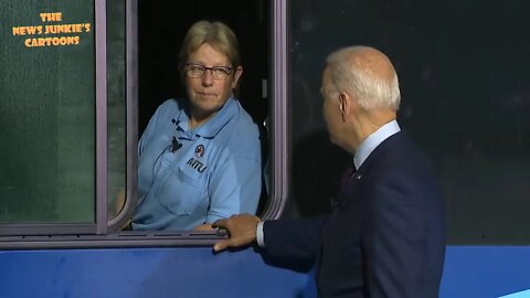 Biden tells a bus driver about buses.
