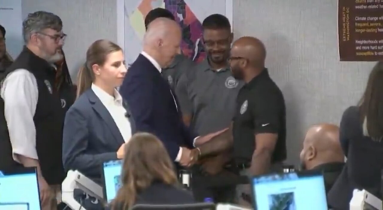 As Joe Biden's decline persists, he awkwardly greets a Black man and unsettlingly rubs his arms