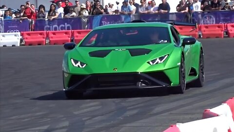 Lamborghini STO CRAZY ACCELERATION AND V10 SOUND AT THE BRITISH MOTOR SHOW