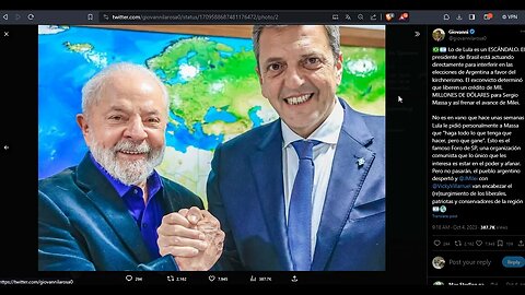 Brazil communist leader financing the socialist party of Argentina to stop Milei from being elected