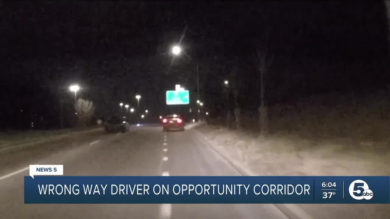 Driver goes wrong way on Opportunity Corridor