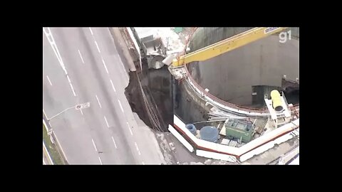 Veja o momento do desmoronamento em obra do metrô na Marginal Tietê, em SP