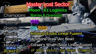 Destiny 2 Master Lost Sector: The Moon - K1 Logistics 1-19-22