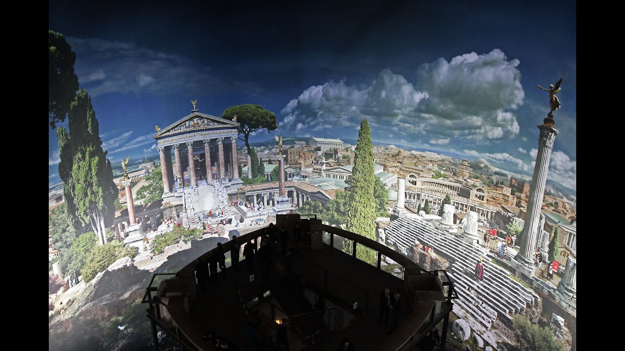 Roma 312 A.D. ex panorama per eventa XP+SPQR Triumphalis Gloriosi Constantini Magni contra Maxentium