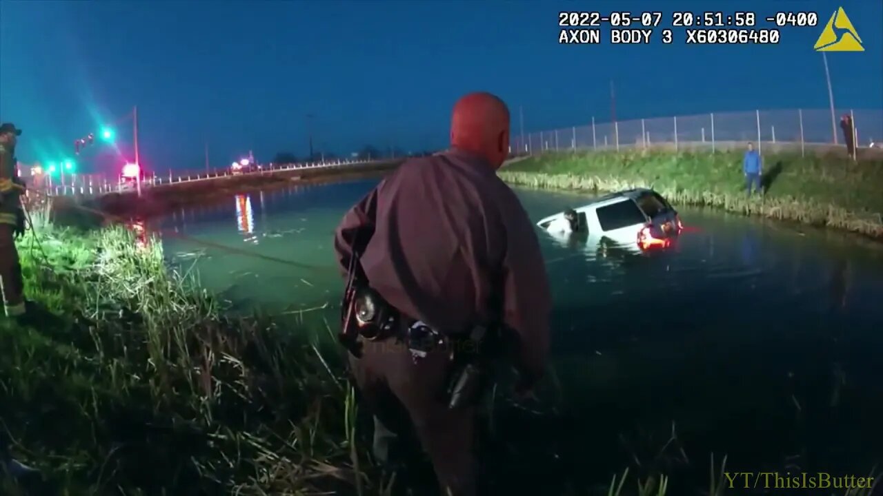 Video shows NYS Police rescuing woman from sinking SUV in retaining pond