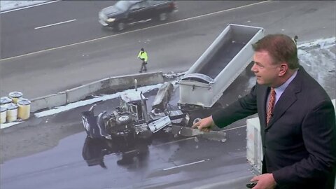 Westbound I-76 blocked at Dahlia Street due to major semi-truck crash