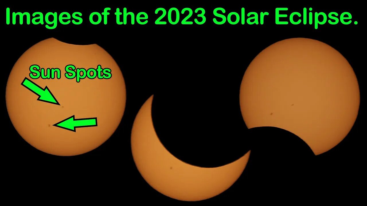 Images of the 2023 Solar Annular Eclipse in 2023 with 2 Sunspots Visible.