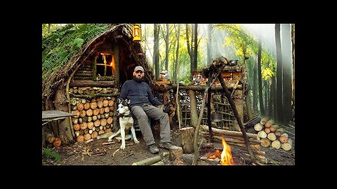 Bushcraft Shelter - Restoration at the lodge - Gourmet food - Cooking Outside - ASMR - Part 1