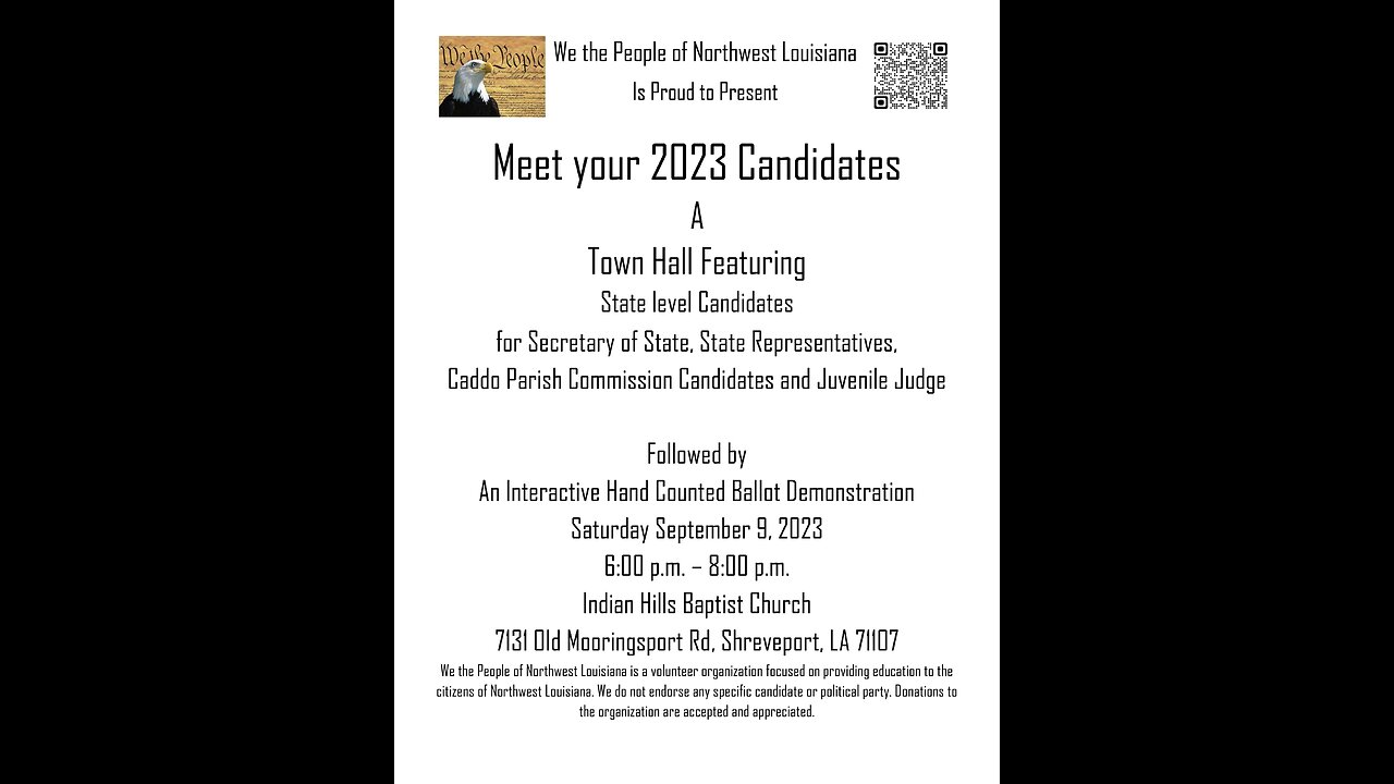 Meet Your 2023 State and Local Candidates - part 3 - Louisiana State Representative District 1