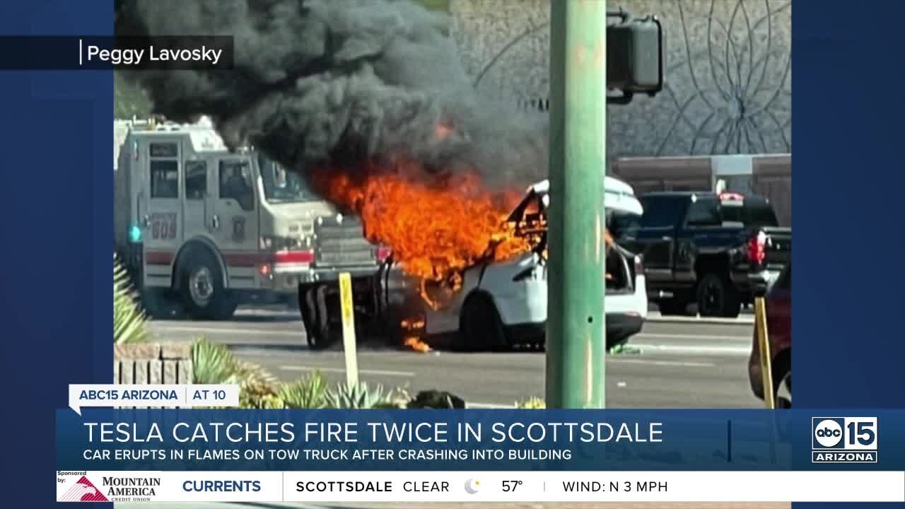 Tesla catches fire twice in Scottsdale