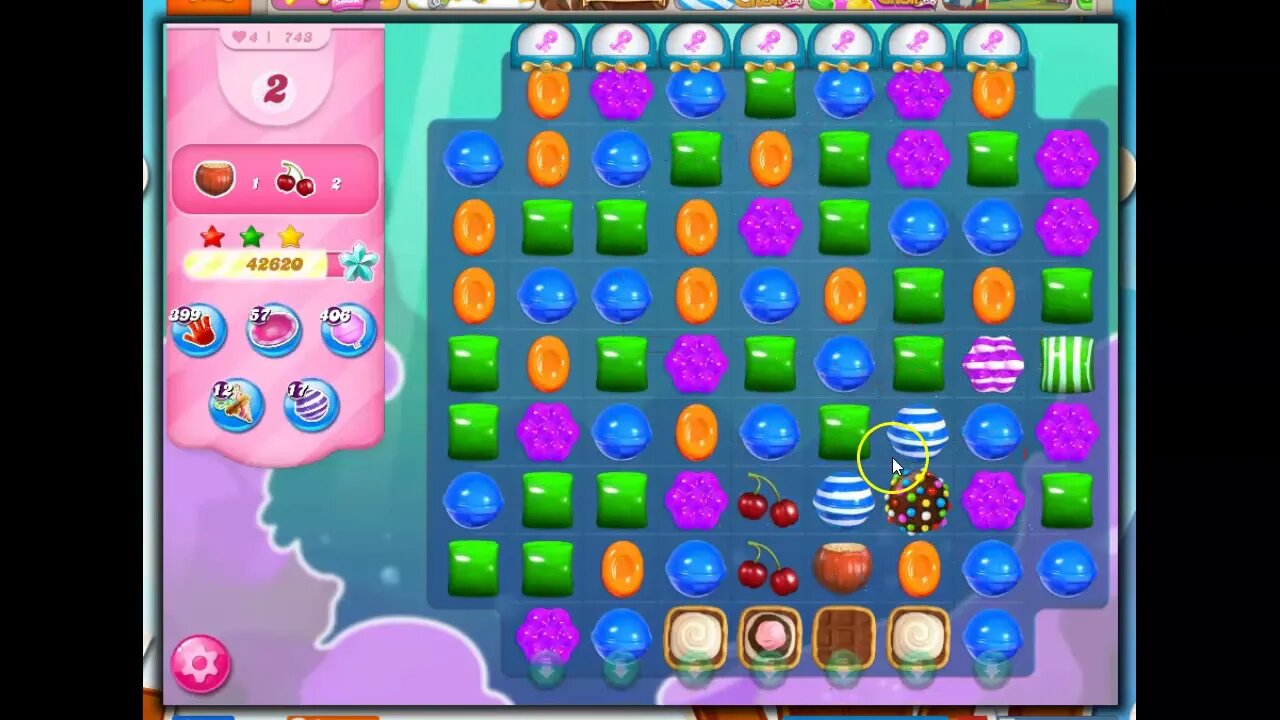 Candy Crush Level 743 Audio Talkthrough, 19 Moves 0 Boosters