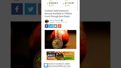 Cardano Payments Become Available to 7 Million Users Through New Plugin #cryptomash #cryptonews