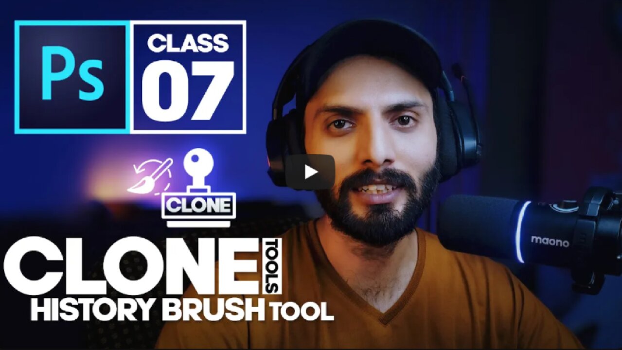 Clone Tool & History Brush - Adobe Photoshop for Beginners - Class 07 - Urdu / Hindi