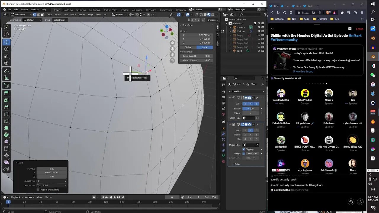 Listening to Space and Working on Blender