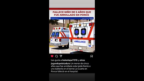 FALLECIÓ NIÑO ARROLLADO EN PONCE