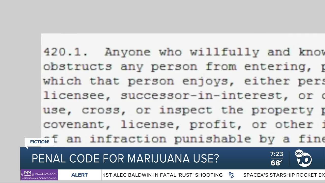 Fact or Fiction: 4/20 was the penal code section for marijuana use in California?