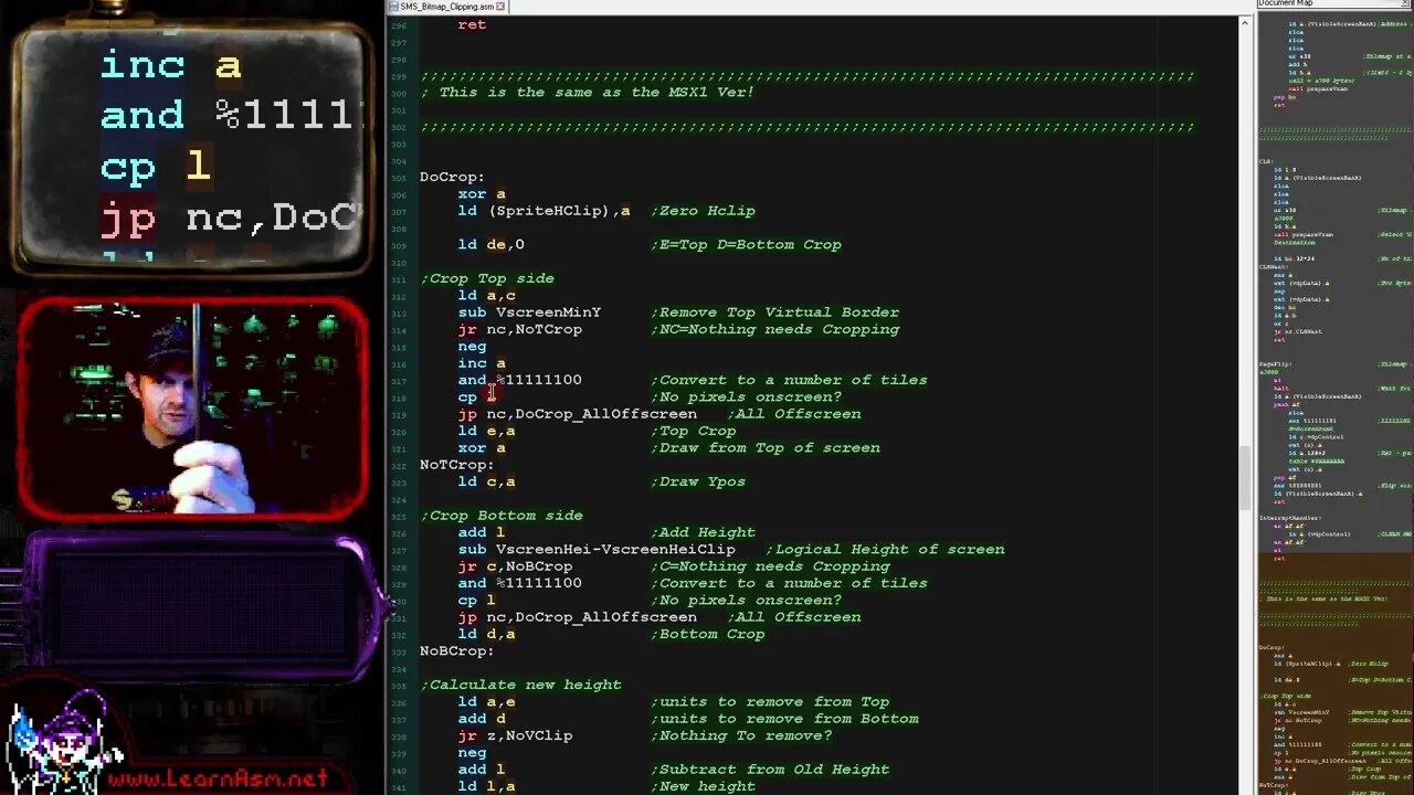 Z80 ASM Lesson S34 - Bitmap clipping on the SMS/GG via the tilemap