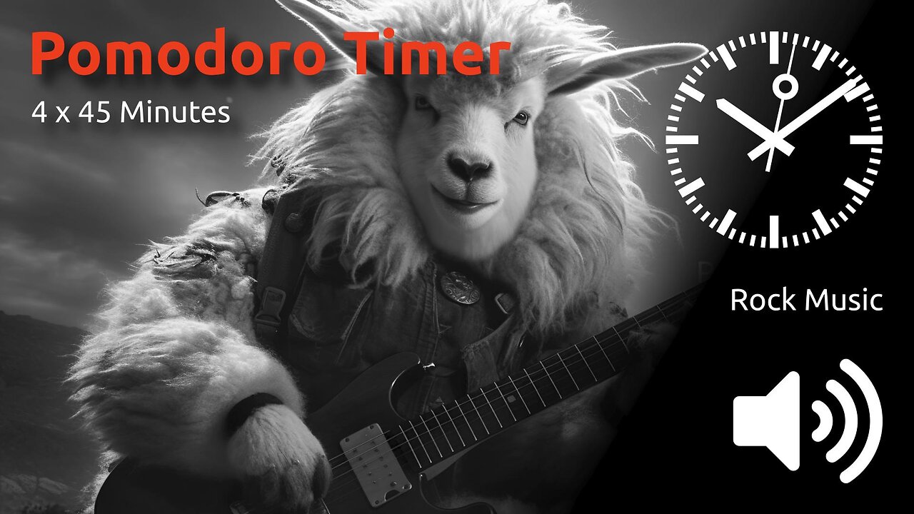 Pomodoro Timer 4 x 45min ~ Rock Music 🖤 ⬛️ 🔊