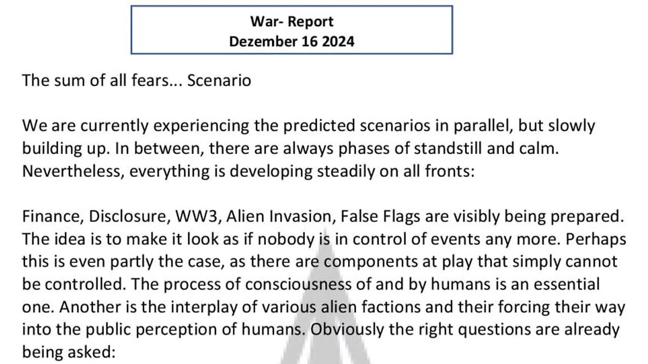 WAR REPORT - THE SUM OF ALL FEARS SCENARIO