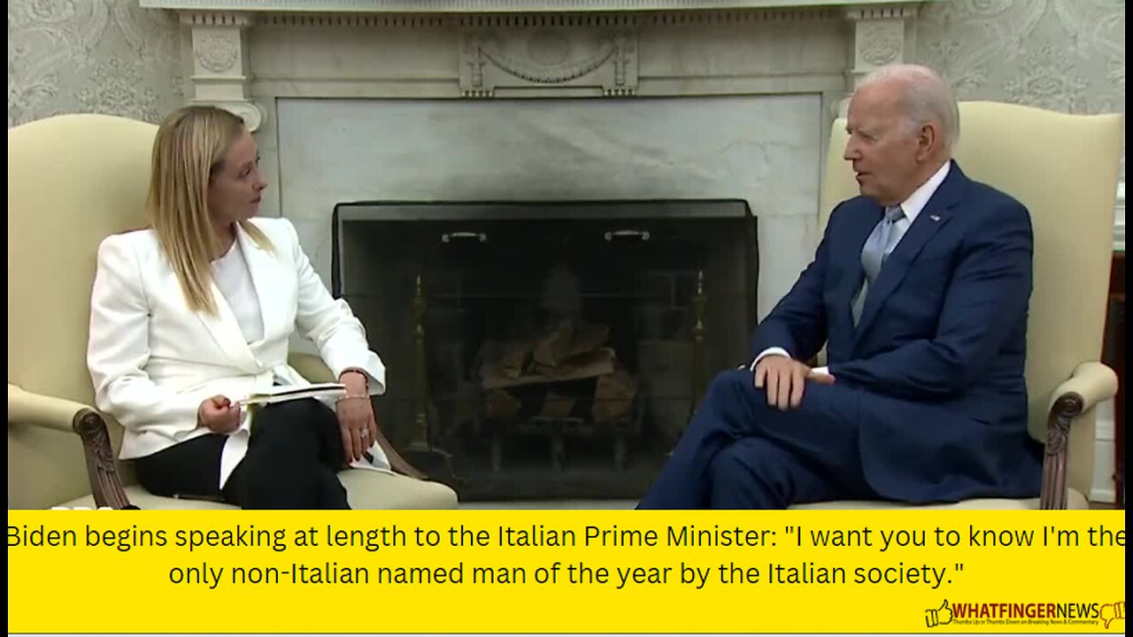 Biden begins speaking at length to the Italian Prime Minister