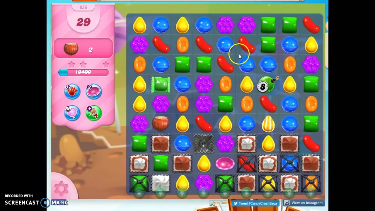 Candy Crush Level 858 Audio Talkthrough, 3 Stars 0 Boosters