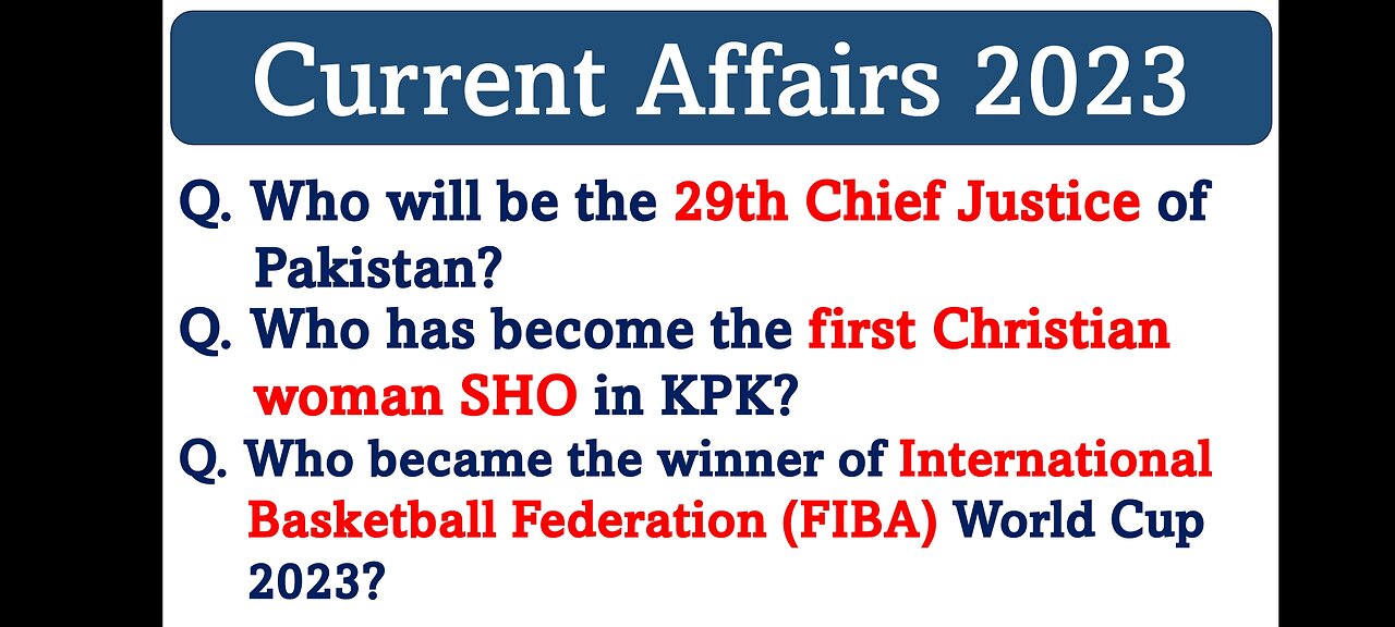 New Current Affairs of Pakistan and International September 2023 | Current Affairs of 2023