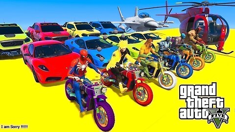 GTA V Mega Ramp On Bikes, Fighter Jets & Boats By Monster Trucks , Cars Spider man Racing Challenge