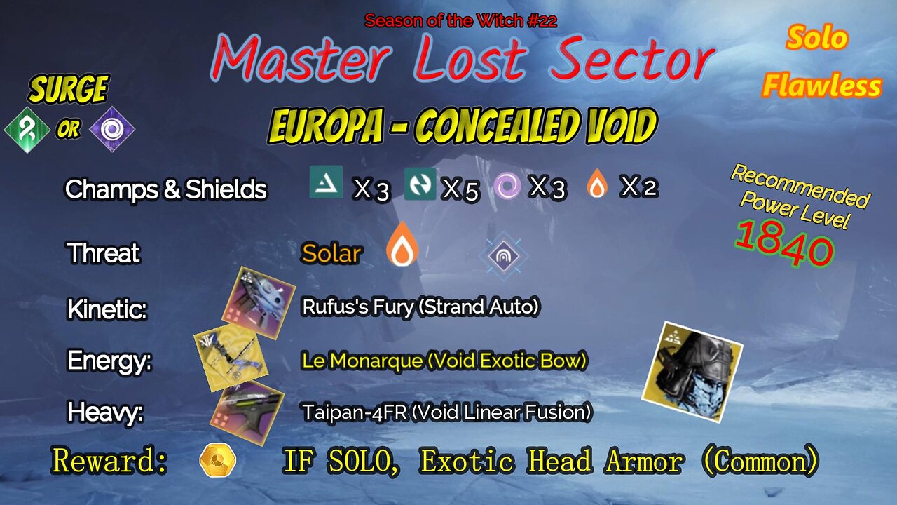 Destiny 2 Master Lost Sector: Europa - Concealed Void on my Arc Titan Solo-Flawless 11-2-23