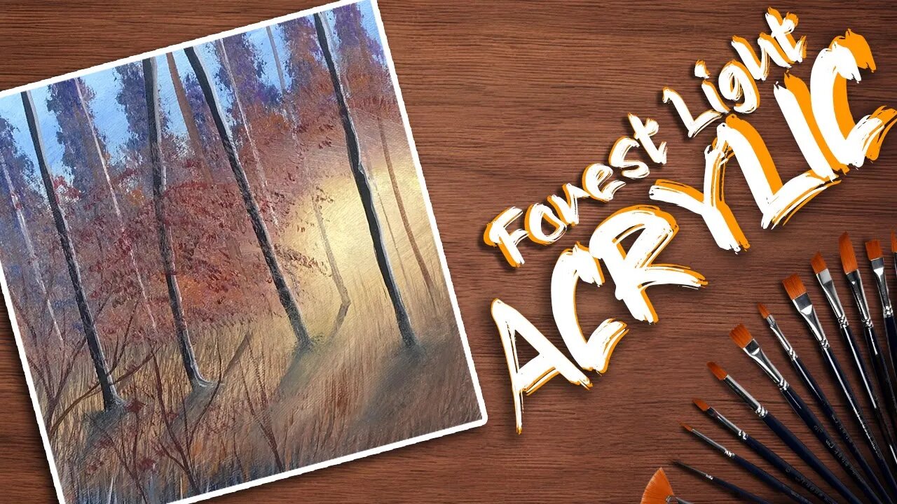 Acrylic Painting Forest Light Tutorial for Beginners | Step by Step