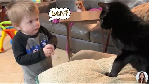 Funny Baby And Cat moments 😁😅😂😹 #funny #cat #baby