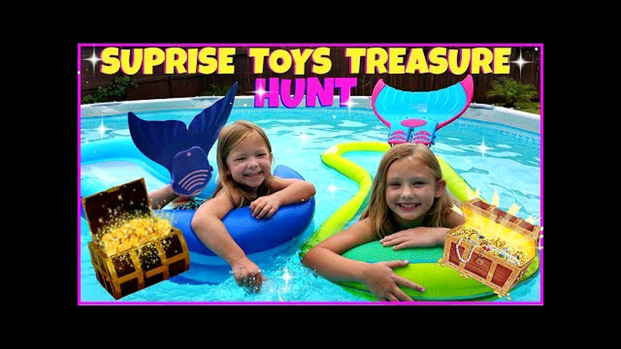 GIANT POOL and TWO MERMAIDS SURPRISE TOYS HUNT!