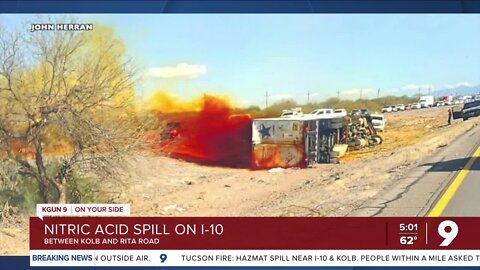 Breaking News: A nitric acid spill has shut down I-10 near South Kolb