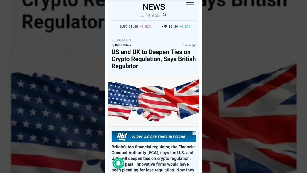 US and UK to Deepen Ties on Crypto Regulation #cryptomash #cryptomashnews #cryptonews