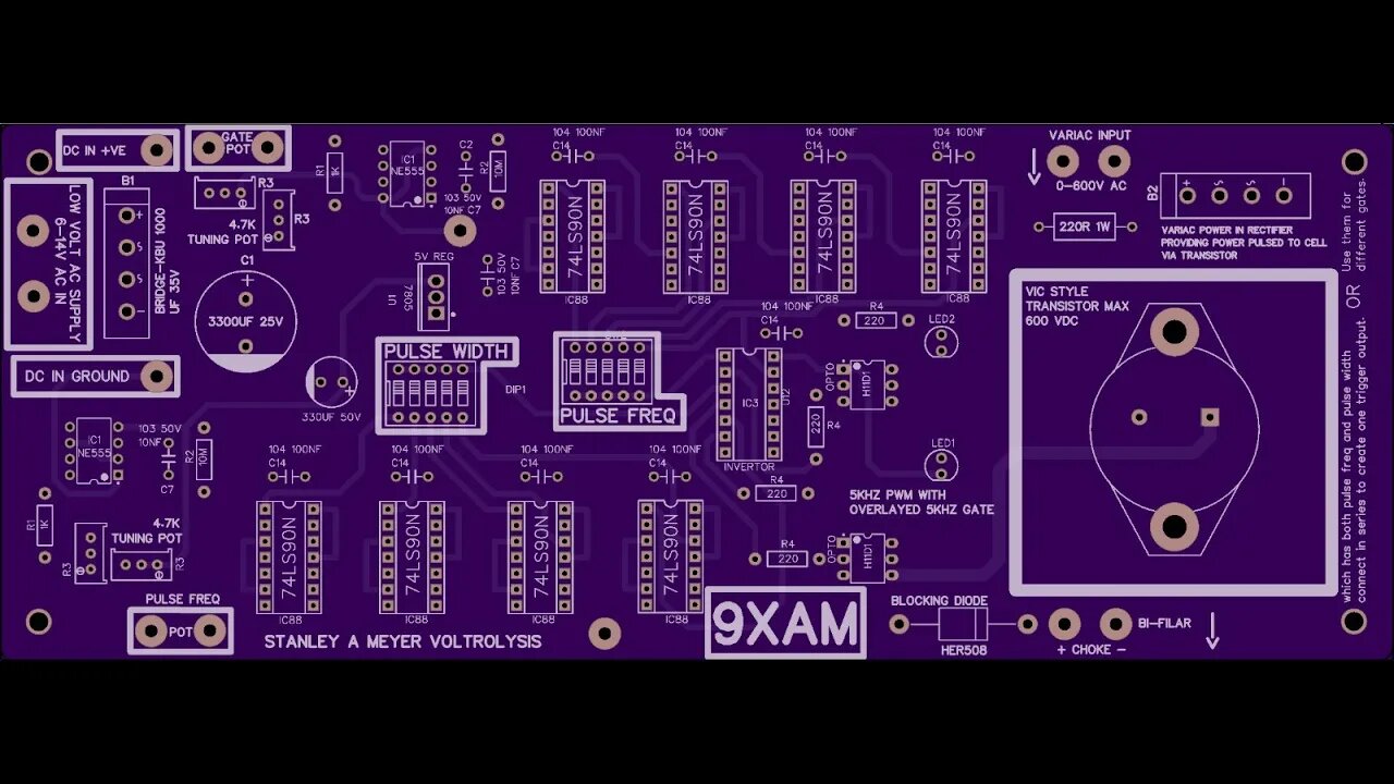 Stanley A Meyer 9XAM Merged Voltrolysis Board hydrogen hot Rodding hho