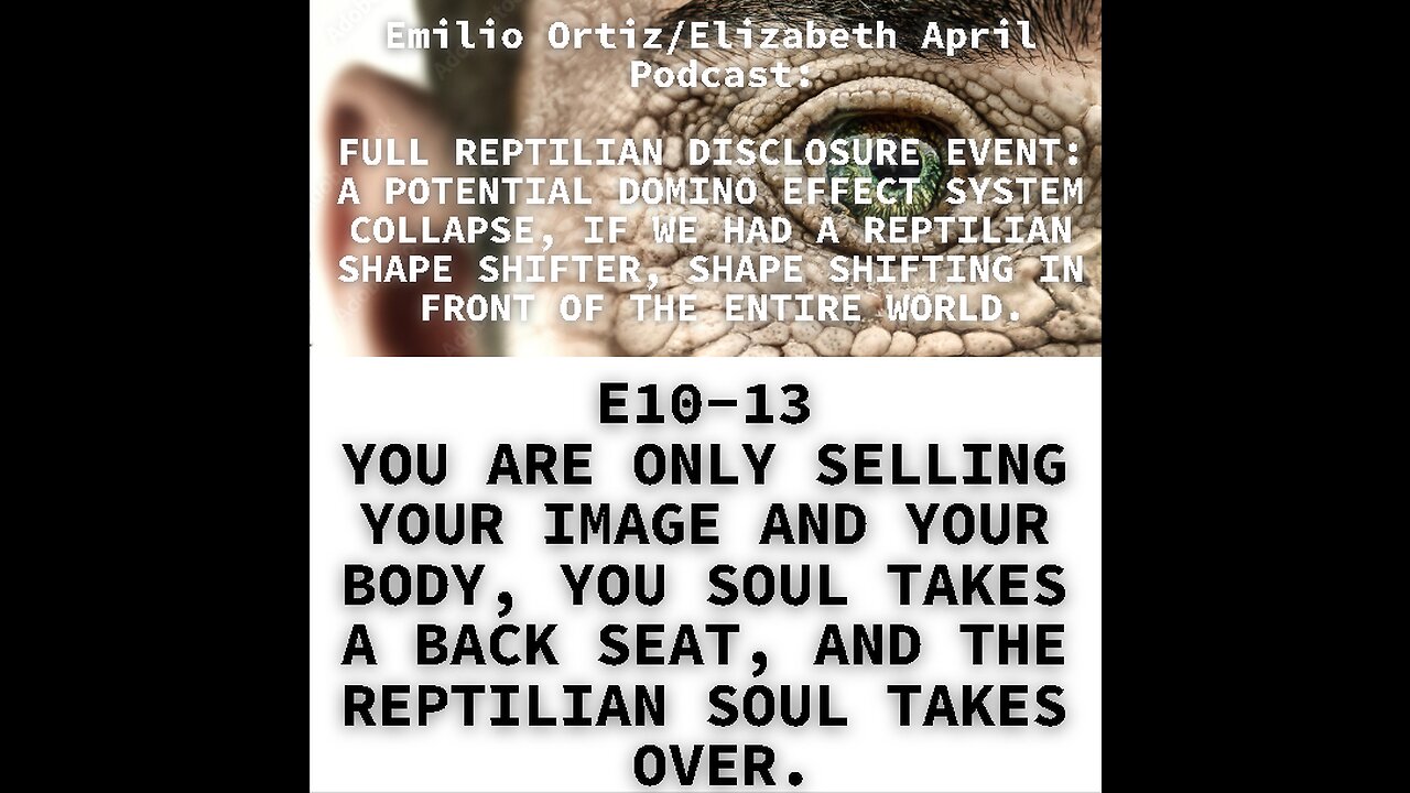 E10-13 YOU ARE ONLY SELLING YOUR IMAGE AND YOUR BODY, YOU SOUL TAKES A BACK SEAT, AND THE REPTILIAN