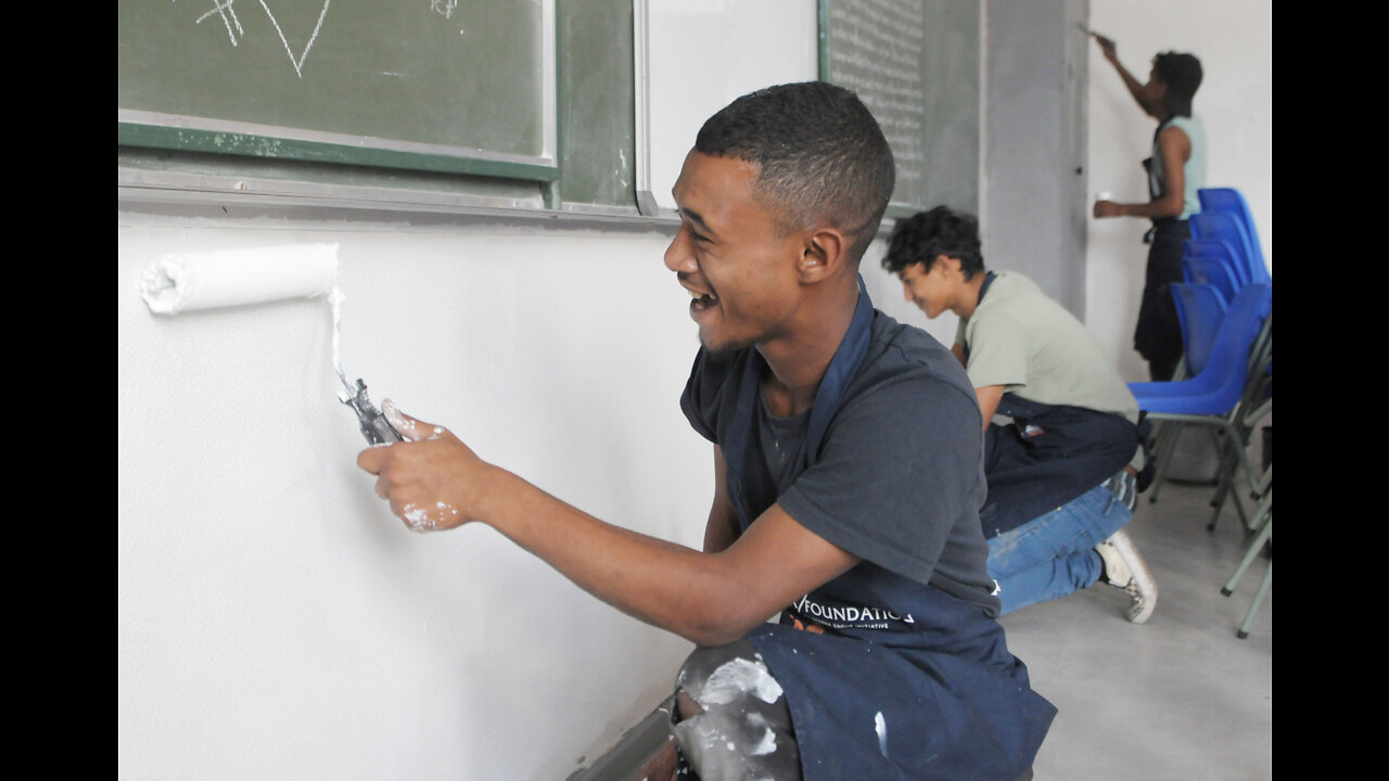 HOUT BAY HIGH SCHOOL PAINT CLASSES AND DESKS FOR MANDELA MONTH