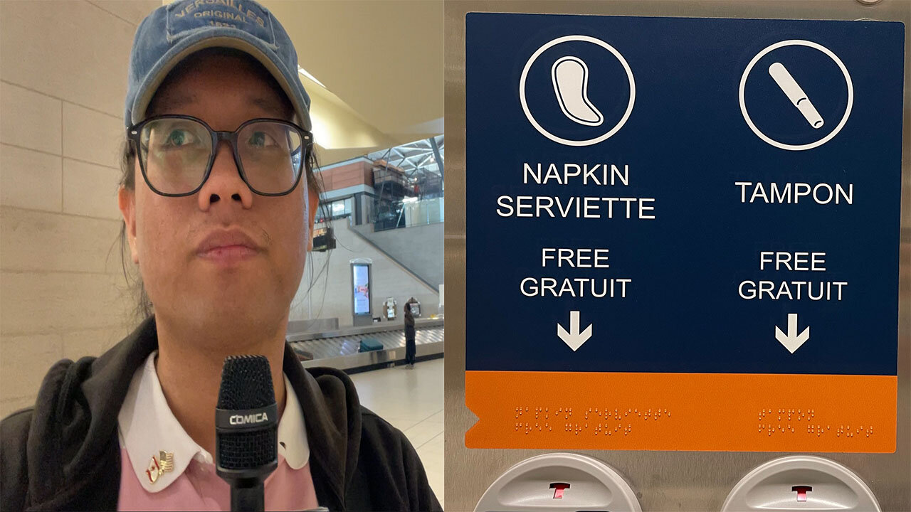 Free menstrual products in Men’s washroom at Ottawa airport
